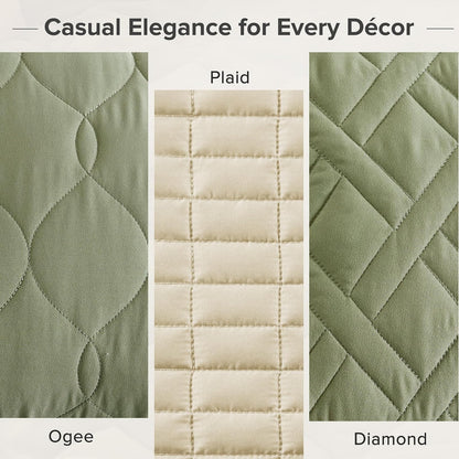 Comfort Spaces - Juego de Edredón Individual Moderno Reversible de Diamantes Kienna, Ropa de Cama Individual Acogedora Capa de Invierno Ligera Suave Tamaño Individual