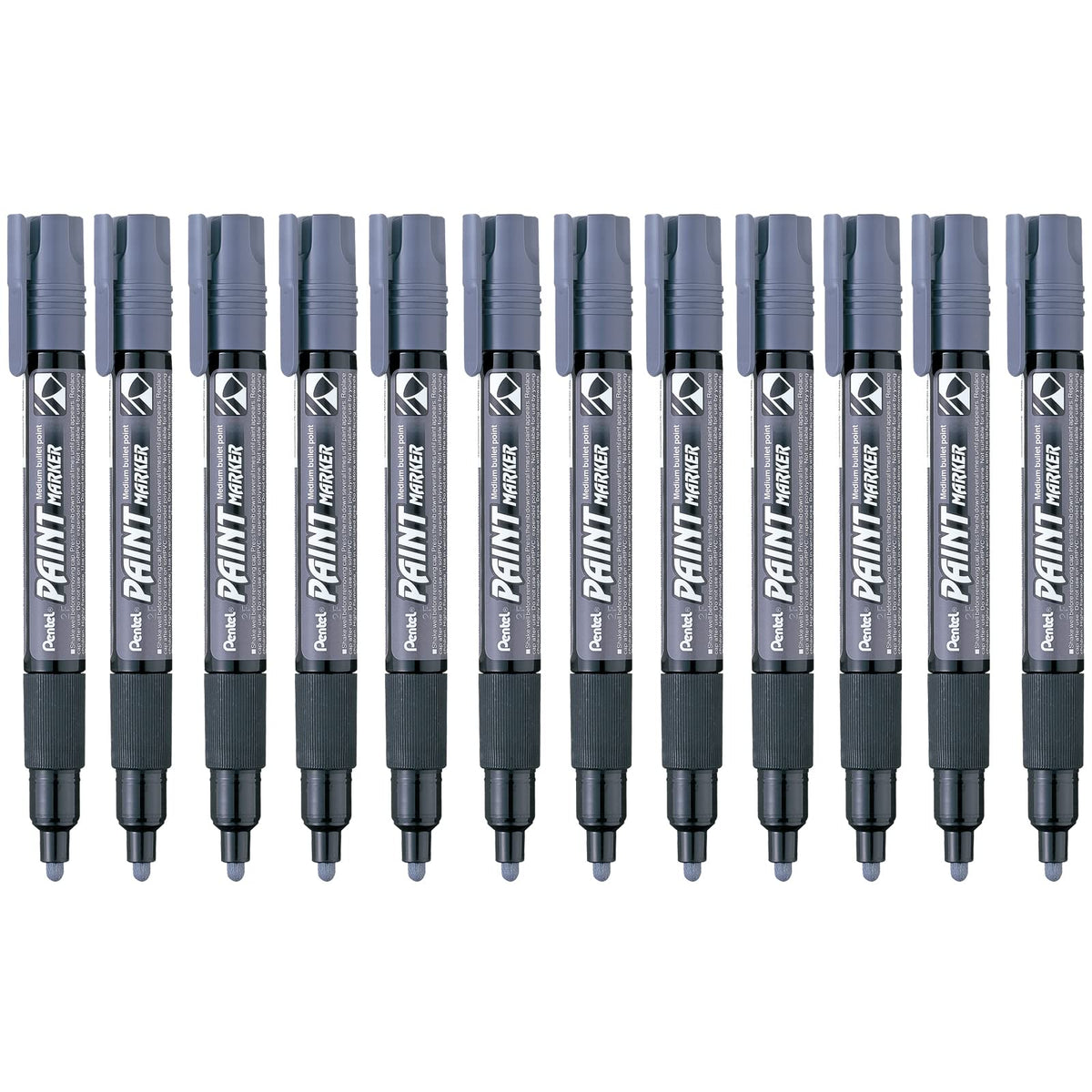 Pentel Marcador Permanente Uso Industrial Caja 12 Piezas - Gris