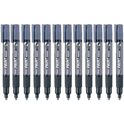 Pentel Marcador Permanente Uso Industrial Caja 12 Piezas - Gris