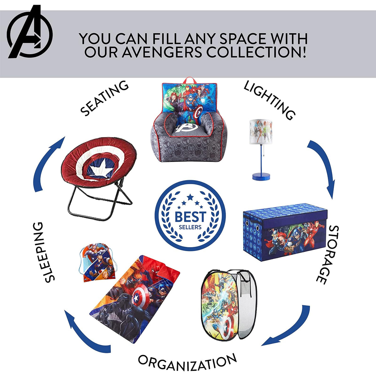Idea Nuova Marvel Black Panther - Maletero plegable de almacenamiento de juguetes para niños, duradero con tapa (NN220117)