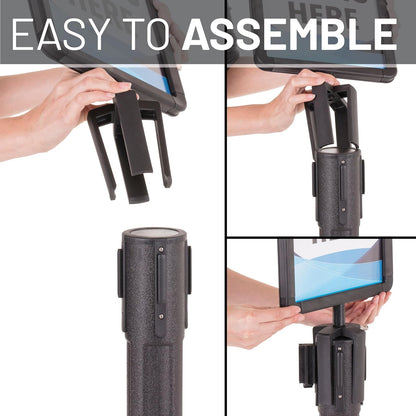 US Weight Plastic Stanchion Sign Holder with Plexiglass Covers for USW ChainBoss and Sentry Stanchions