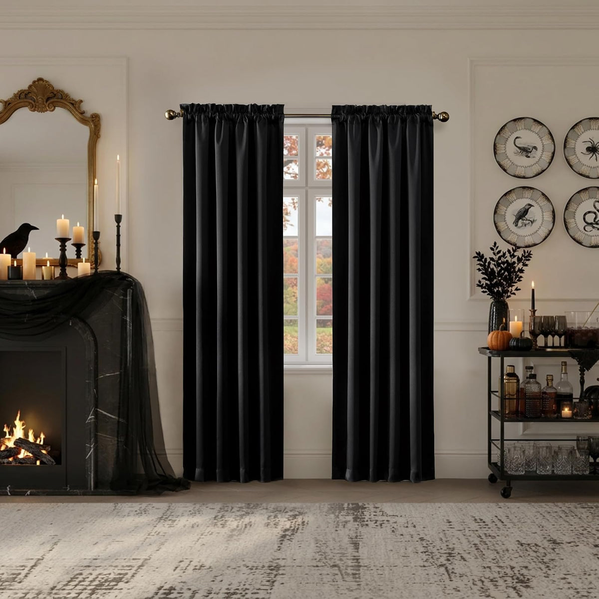 Sun Zero Oslo Panel de Cortina Blackout con Ojales - 132.1An x 213.4Al cm (1 Paneles) - Negro