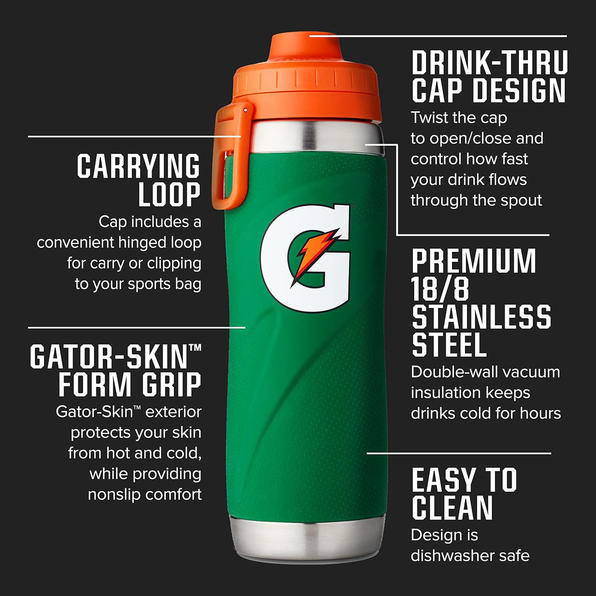 Gatorade - Botella de acero inoxidable de 760 ml