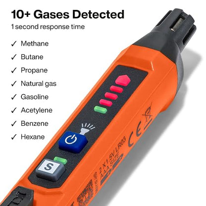 KLEIN TOOLS ET190 | Detector De Fugas De Gas | Alerta LED Y Sonora | Ligero | Detecta fugas de gas con alertas audibles y LED en un diseño ligero y fácil de manejar durante inspecciones.