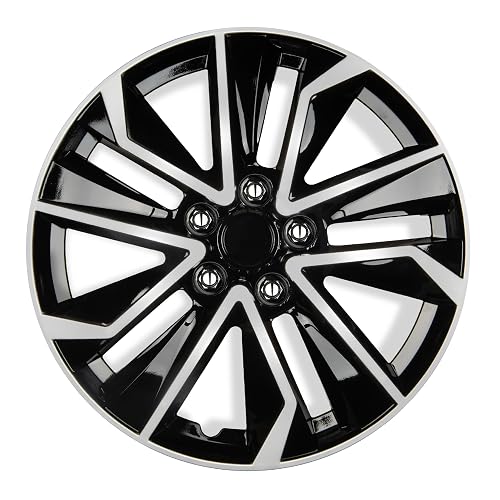 BDK - Juego de 4 tapacubos de 16 Pulgadas, Repuesto OEM, Funda de Rueda de Repuesto para automóviles, Camiones, SUV, Furgonetas, ABS Duradero, Negro y Plateado, Accesorios para el Exterior de 10