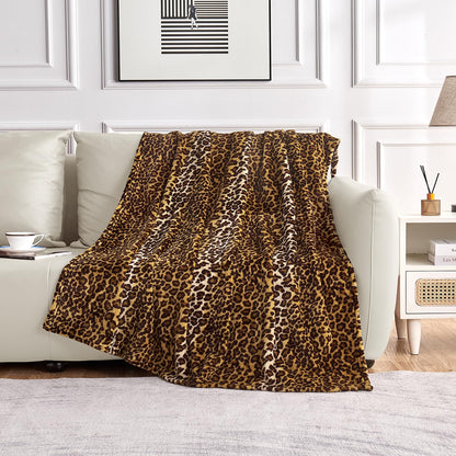 Edenleaf - Manta de forro polar con estampado de leopardo para cama, sofá, viajes y camping, manta de felpa súper suave y acogedora con estampado de guepardo para todas las estaciones, 50 x 60