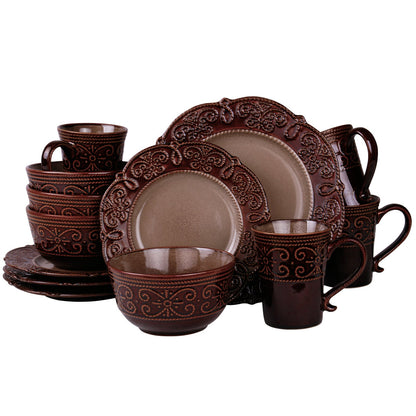 Elama EL-SALIA16 Salia 16 Piece Stoneware Dinnerware Set, 16pc