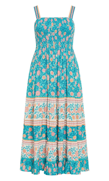 CITY CHIC - Vestido Largo de Talla Grande, Color Turquesa