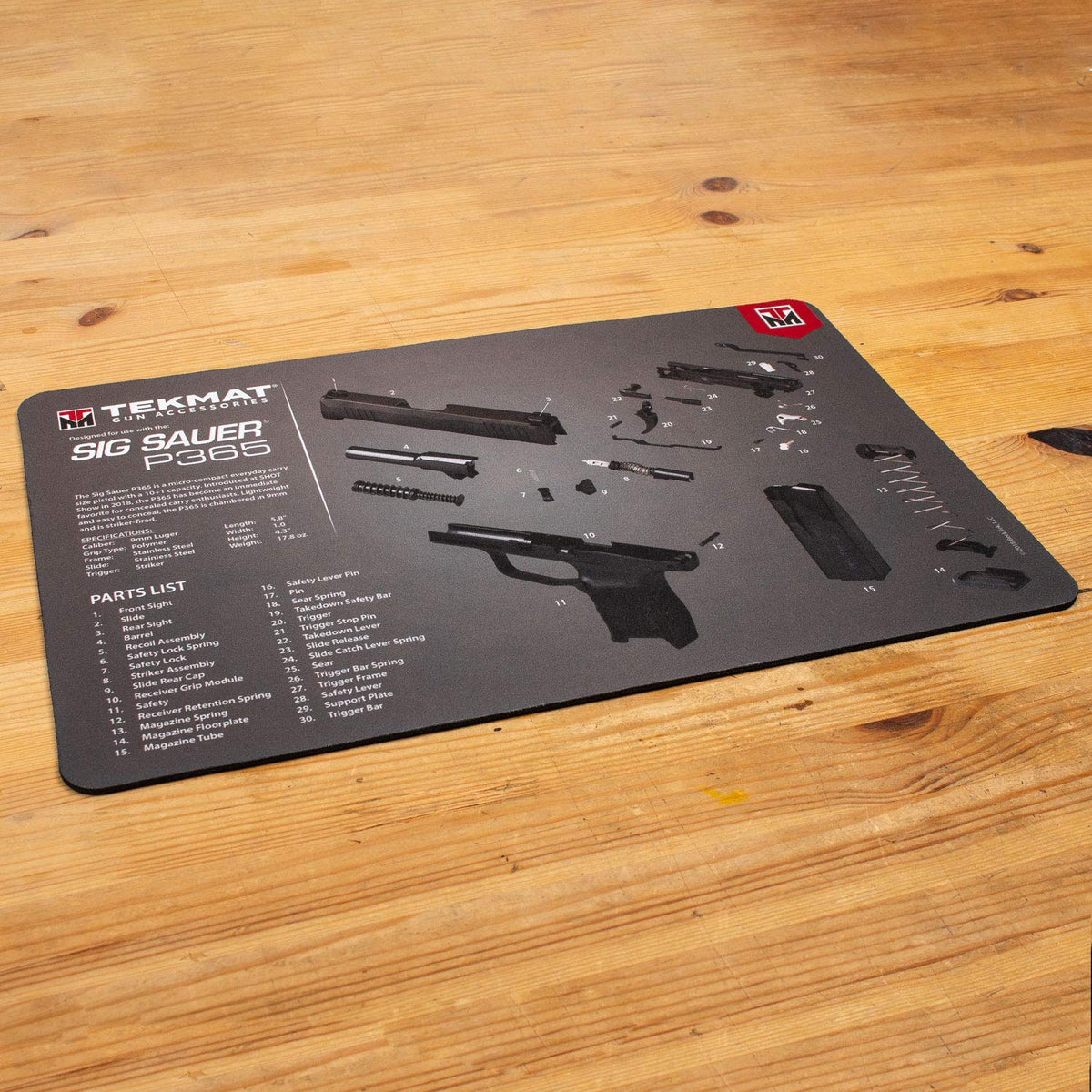 TekMat Tapete de Limpieza para Uso con Sig Sauer P365, Negro (TEK-17-SIGP365)