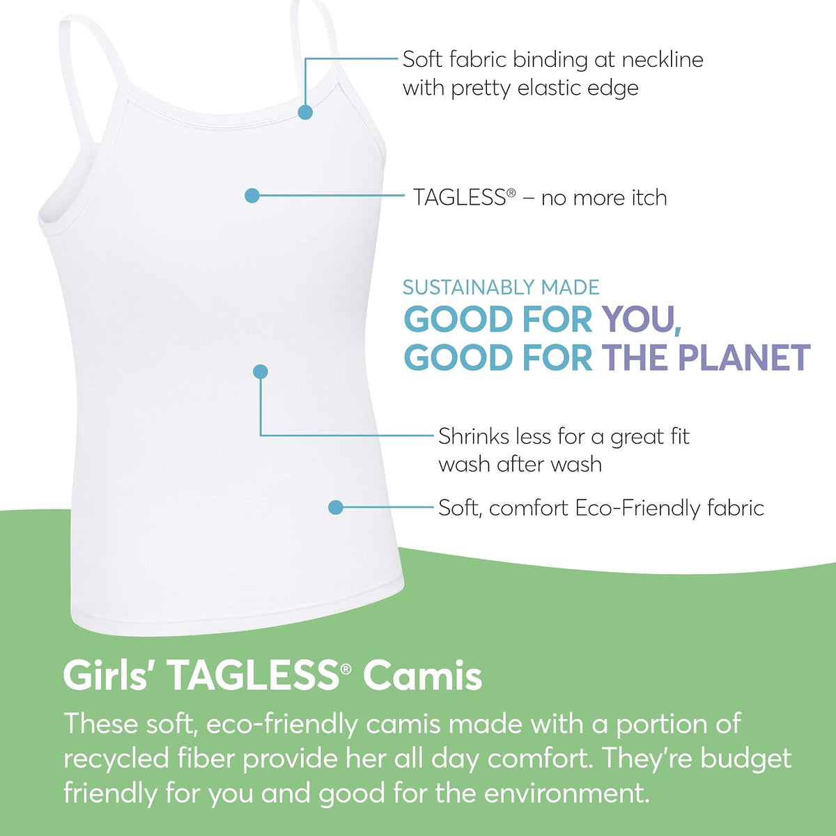 Hanes Paquete de 4 Camisolas elásticas de algodón Camisola Niñas