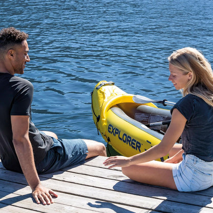 Intex Explorer K2 Kayak - Kayak Inflable para 2 Personas con Orejas de Aluminio y Bomba de Aire de Alta Salida