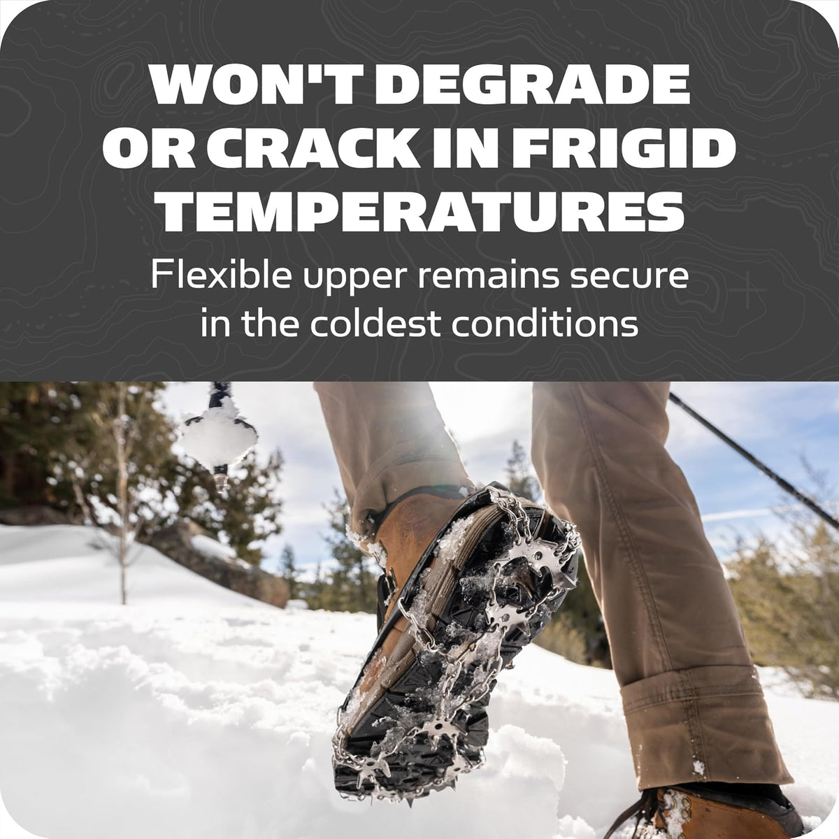 Yaktrax Adventure Grip - Dispositivo de tracción de Invierno Duradero con Puntas de Acero Inoxidable para Hielo y Nieve, Parte Superior de Goma termoplástica Flexible, se Adapta a Varios Calzados,
