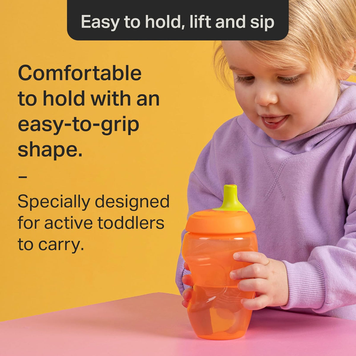 Tommee Tippee Vaso Entrenador Sporty, 1-3 Años, Antiderrames, 295ml | Paquete de 3, Boquilla Resistente a Mordidas, Fácil de Sujetar, Rosa, Rojo y Naranja, Libre de BPA