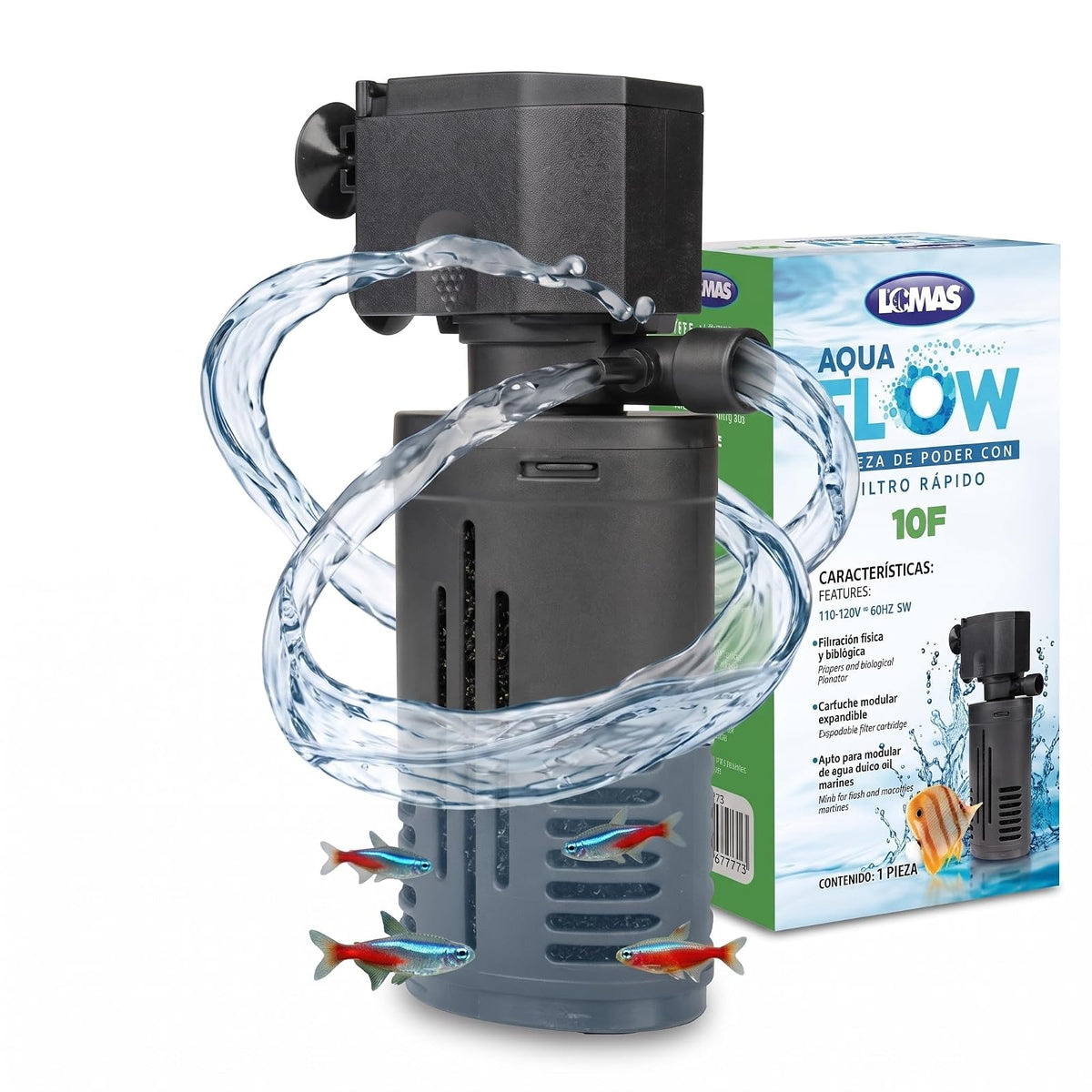 Lomas Cabeza de Poder con Filtro Rápido AquaFlow para Acuario - 10F