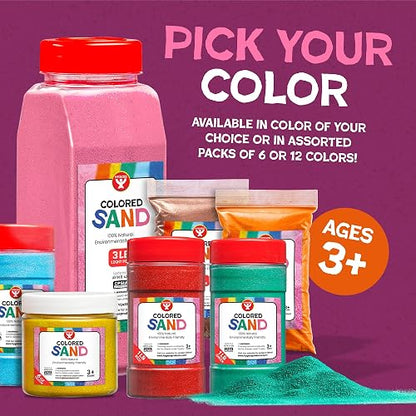 Hygloss - Arena de colores para manualidades, 6 bolsas de colores surtidos, 1 libra vibrante y colorido, kit de arte de arena para niños, actividades de aula para niños de 3, 4, 5, 6, 7, 8, 9, 10, 11