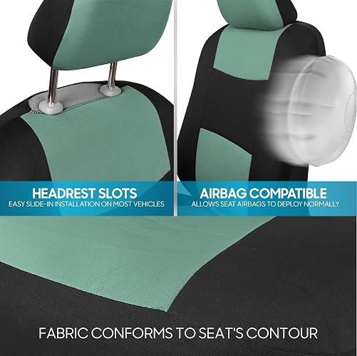 BDK PolyPro Juego Completo de Fundas para Asiento, Banco Dividido Delantero y Trasero, Menta/Negro