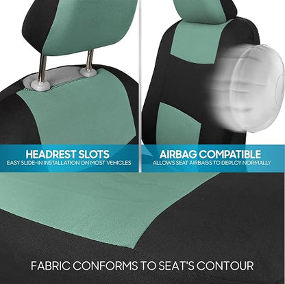 BDK PolyPro Juego Completo de Fundas para Asiento, Banco Dividido Delantero y Trasero, Menta/Negro