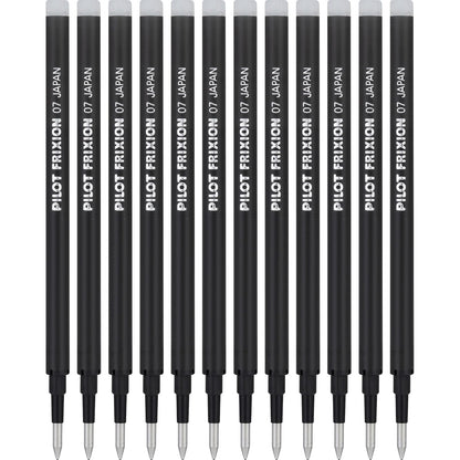 PILOT Pen FriXion - Recambios de tinta de gel para bolígrafos borrables, punta fina, tinta negra, paquete de 12