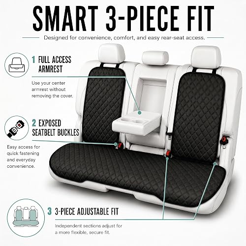 FH Group FH1026BLACK-AVC Cojines de Asiento Trasero Neosupreme con Respaldo Antideslizante Ajuste Universal, Negro