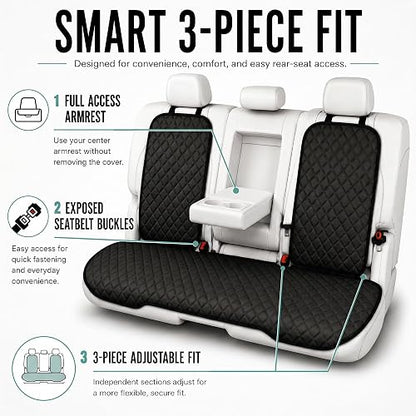 FH Group FH1026BLACK-AVC Cojines de Asiento Trasero Neosupreme con Respaldo Antideslizante Ajuste Universal, Negro