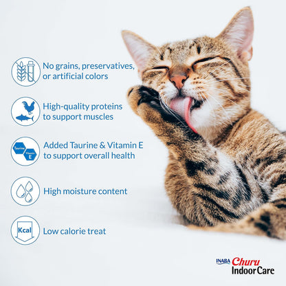 Churu Inaba, Premios Cremosos para Gato, Sabor Atún, Control de Bolas de Pelo, 24 Tubos de 14g