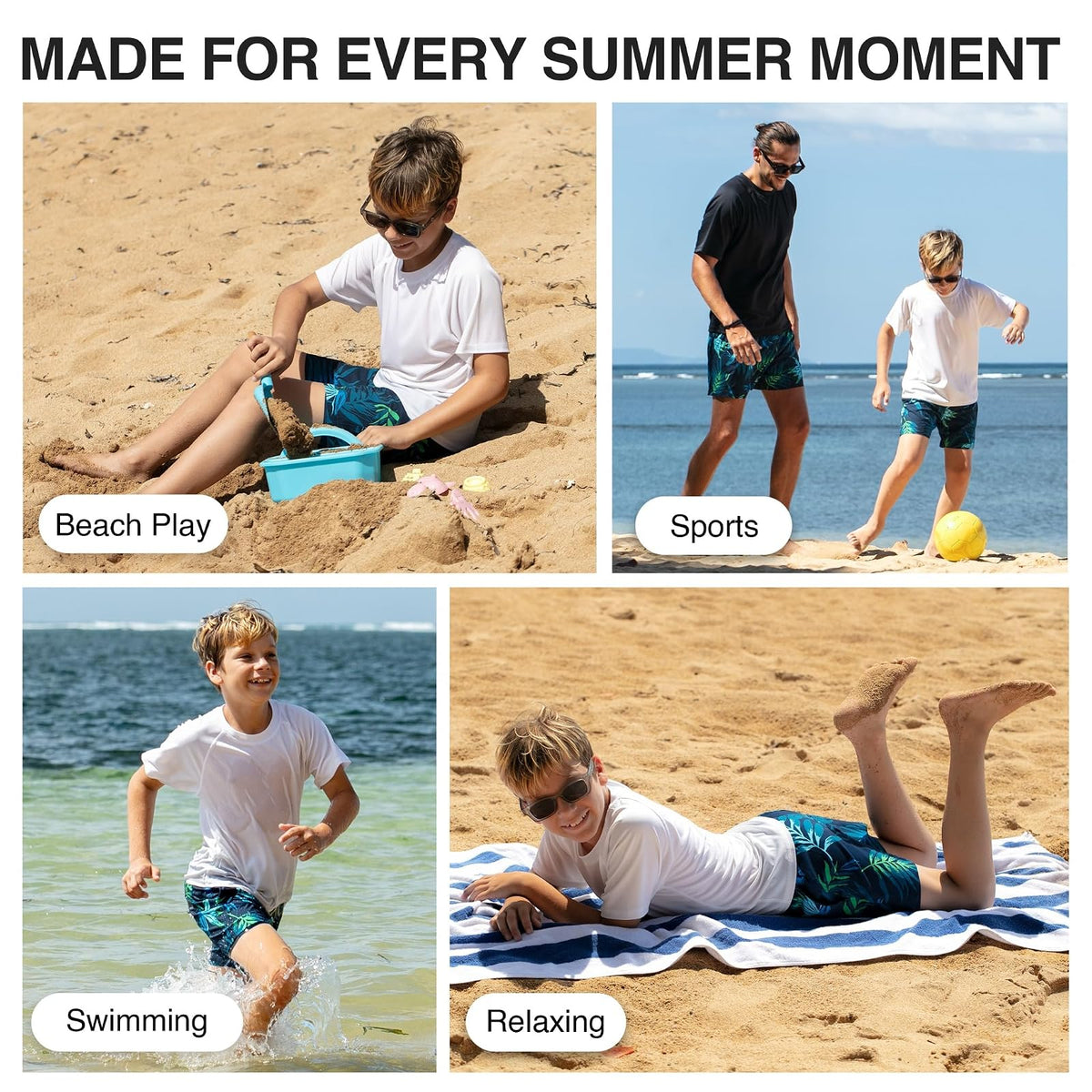 Kanu Surf Adventure Boys Swim Trunks with Compression Liner Quick Dry Stretch Boys Swimsuit Bañador para Hombre Niños