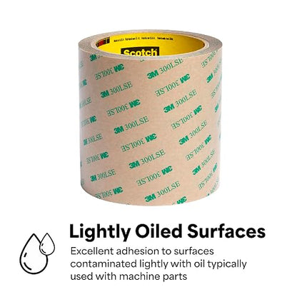 3M 9495LE Cinta adhesiva de transferencia - 6 pulgadas Rollo de cinta de poliéster de doble revestimiento de 15 pies con adhesivo laminado 300LSE. Selladores y adhesivos