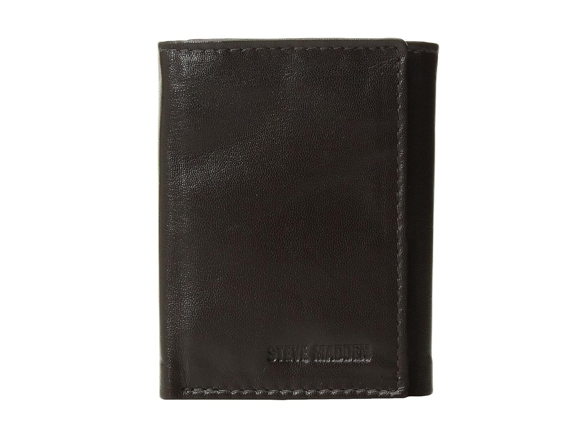 Steve Madden - Cartera triple de piel para hombre con ventana de identificación