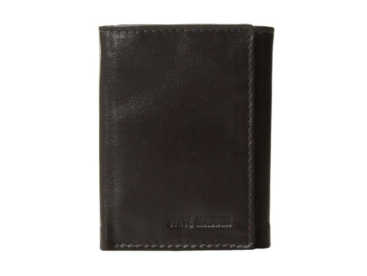 Steve Madden - Cartera triple de piel para hombre con ventana de identificación