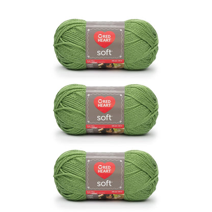 Red Heart Soft Estambre Acrílico, Paquete de 3 - Guacamole - Paquete de 3
