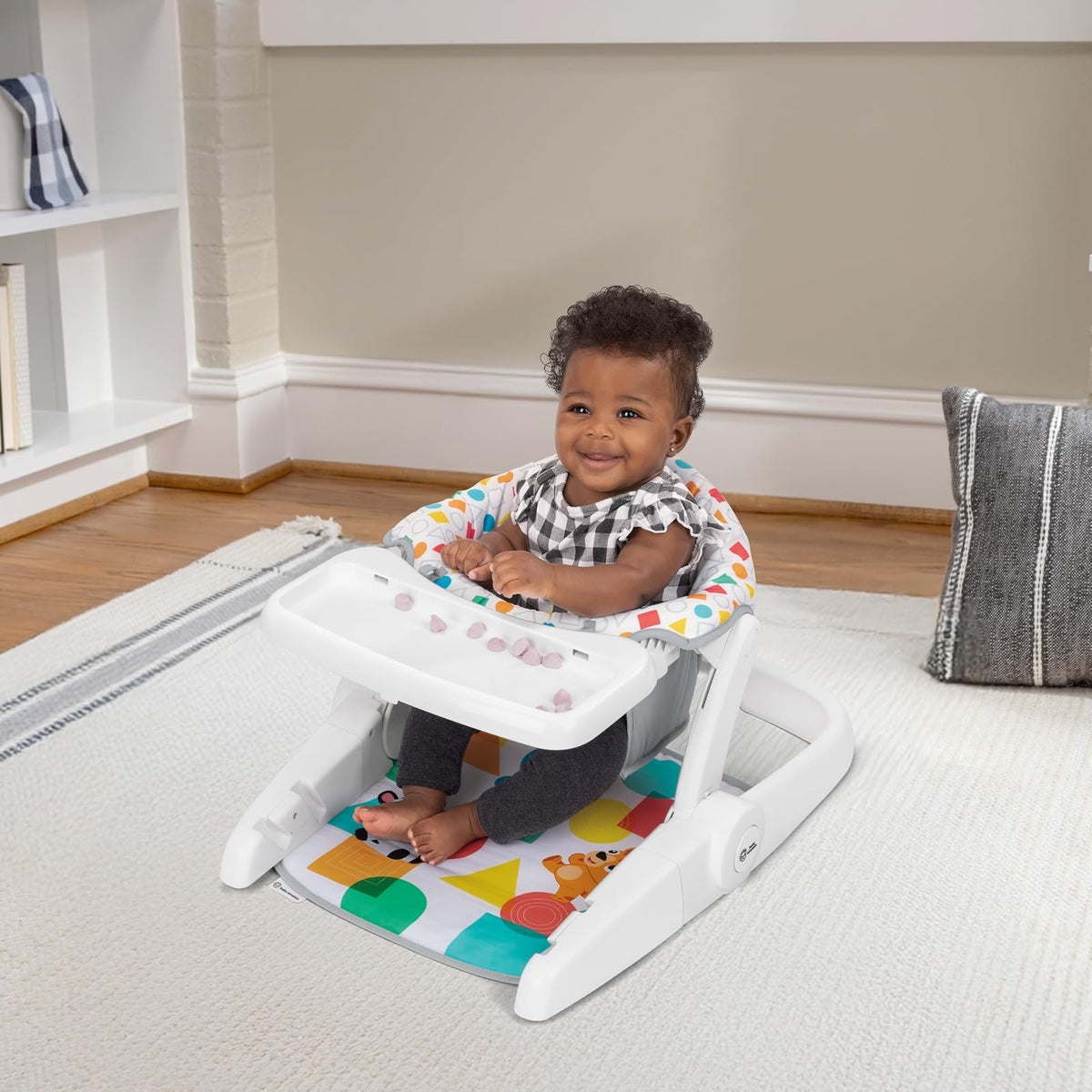 Baby Einstein Asiento de piso 4 en 1 Kickin' Tunes para Bebé, más de 50 melodías y frases, aprendizaje de colores y formas en 4 idiomas, 2 posiciones, piano desmontable, Unisex, a partir de 4 meses