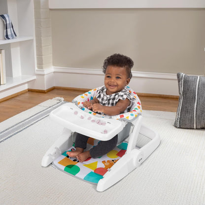 Baby Einstein Asiento de piso 4 en 1 Kickin' Tunes para Bebé, más de 50 melodías y frases, aprendizaje de colores y formas en 4 idiomas, 2 posiciones, piano desmontable, Unisex, a partir de 4 meses