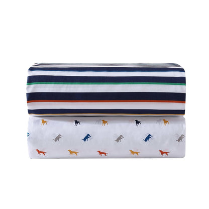 Eddie Bauer Kids - Sábanas Completas, Ropa de Cama Infantil Resistente a Las Manchas, para niños pequeños, diseño de Perros, Individual, Blanco
