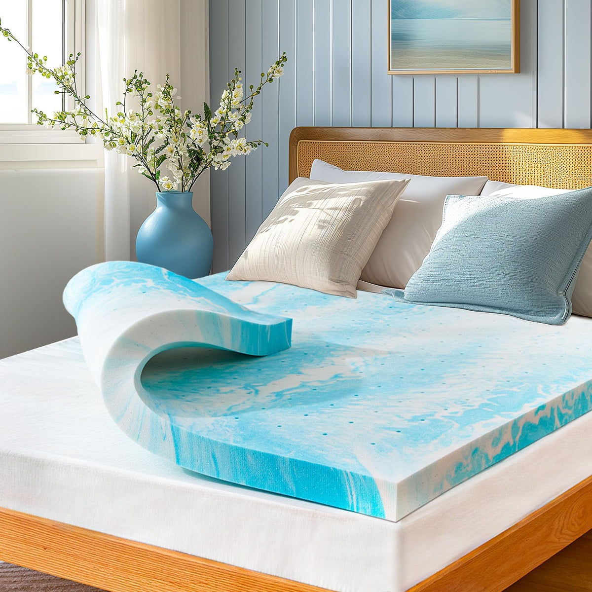 Marsail - Colchón de Espuma viscoelástica Doble de 3 Pulgadas, enfriamiento con infusión de Gel, Suave para sofá Cama, RV, Caravana, Certificado CertiPUR-US