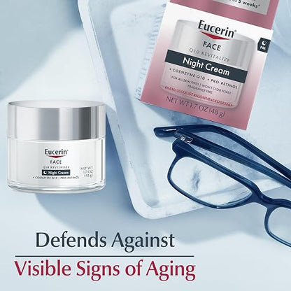 Eucerin, Crema antiarrugas de noche con CoQ10 y pro retinol, 48 g, 1.7 fluid ounces
