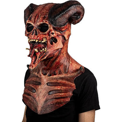 Ghoulish Productions Máscara De Látex Astaroth Devil´s, Accesorio Cosplay Calavera Demonio Rojo, Disfraz Aterrador para Halloween y Fiestas Temáticas, Cosplay Demonio con Cuernos, Diseño Artesanal