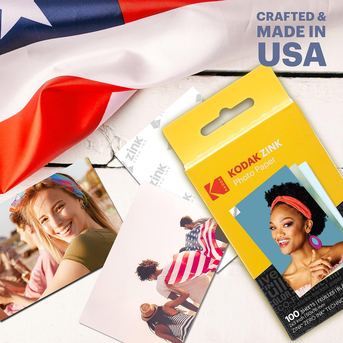 KODAK 2"x3" Premium Zink Photo Paper (100 Sheets) Compatible with PRINTOMATIC, Smile and Step Cameras and Printers