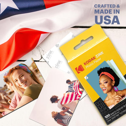 KODAK 2"x3" Premium Zink Photo Paper (100 Sheets) Compatible with PRINTOMATIC, Smile and Step Cameras and Printers