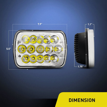 LED Headlights Nilight 45w 7x6 5x7 Hi/Lo LED Sealed Beam H6054 6053 6052 5054 Replacement, 2 Year Warranty