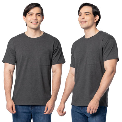 Fruit of the Loom Playera Eversoft con Bolsillo para Hombre, Paquete de 2 - XL - Negro-Gris