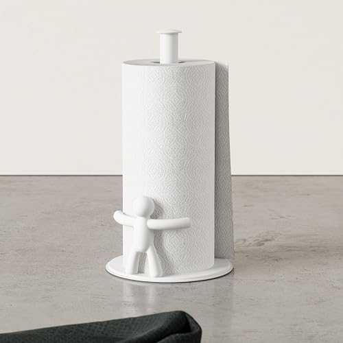 Umbra Buddy - Toallero de Papel, Color Blanco | Se adapta a rollos de toallas de papel estándar, encimera de cocina, baño, uso de oficina