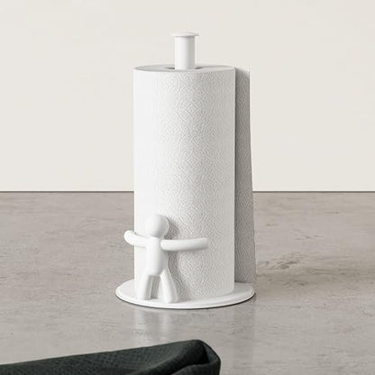 Umbra Buddy - Toallero de Papel, Color Blanco | Se adapta a rollos de toallas de papel estándar, encimera de cocina, baño, uso de oficina