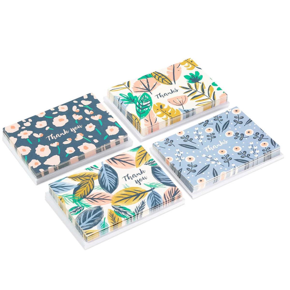 Hallmark - Surtido de tarjetas de agradecimiento, flores pintadas (48 tarjetas con sobres para baby shower, despedidas de soltera, bodas, todas las ocasiones)