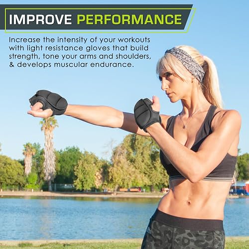 ProSource de Guantes con Pesas, par de 2 Libras Neopreno Pesas de Mano para Entrenamientos de Cardio, Kickboxing, MMA, aeróbic y Esculpir Brazos