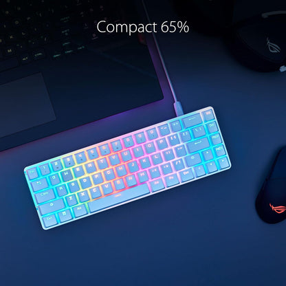 ASUS ROG Falchion Ace Teclado Mecánico Teclas PBT para FPS MOBA y Esports | Teclado mecánico 65% alámbrico USB-C, switches ROG NX Red lineales prelubricados, teclas PBT, panel táctil, RGB por tecla