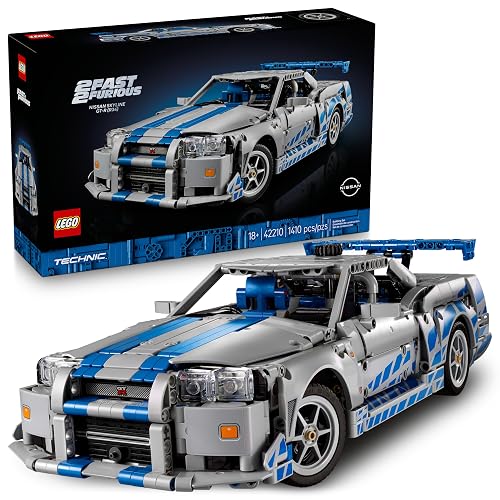 Lego Technic Auto Nissan Skyline GT-R (R34) de Más Rápido, Más Furioso Kit de Modelo de Auto, Set de Construcción de Vehículo, Regalo Creativo para Fans Adultos 42210