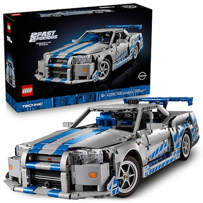 Lego Technic Auto Nissan Skyline GT-R (R34) de Más Rápido, Más Furioso Kit de Modelo de Auto, Set de Construcción de Vehículo, Regalo Creativo para Fans Adultos 42210