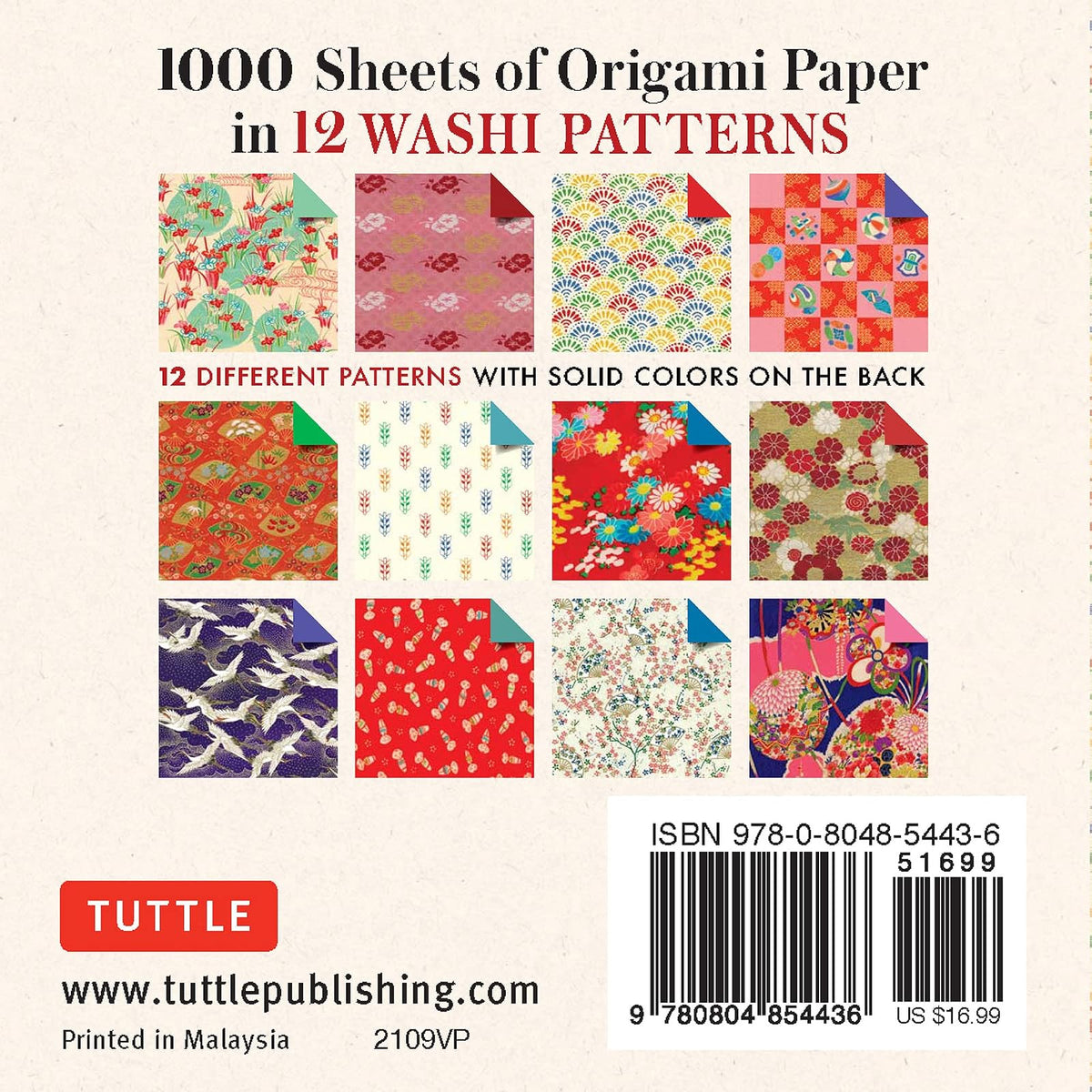 Origami Paper Washi Patterns 1,000 sheets 4" (10 cm): Tuttle Origami Paper: Double-Sided Origami Sheets Printed with 12 Different Designs (Instructions for Origami Crane Included)