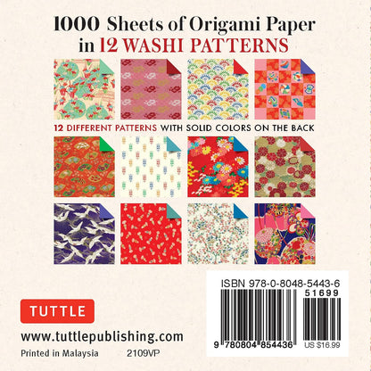 Origami Paper Washi Patterns 1,000 sheets 4" (10 cm): Tuttle Origami Paper: Double-Sided Origami Sheets Printed with 12 Different Designs (Instructions for Origami Crane Included)