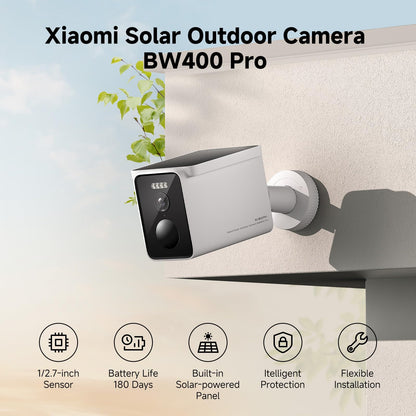 Xiaomi Solar Outdoor Camera BW400 Pro Set | Cámara de Seguridad Exterior con Panel Solar | Visión Nocturna, IP66, Detección de Movimiento y Audio Bidireccional